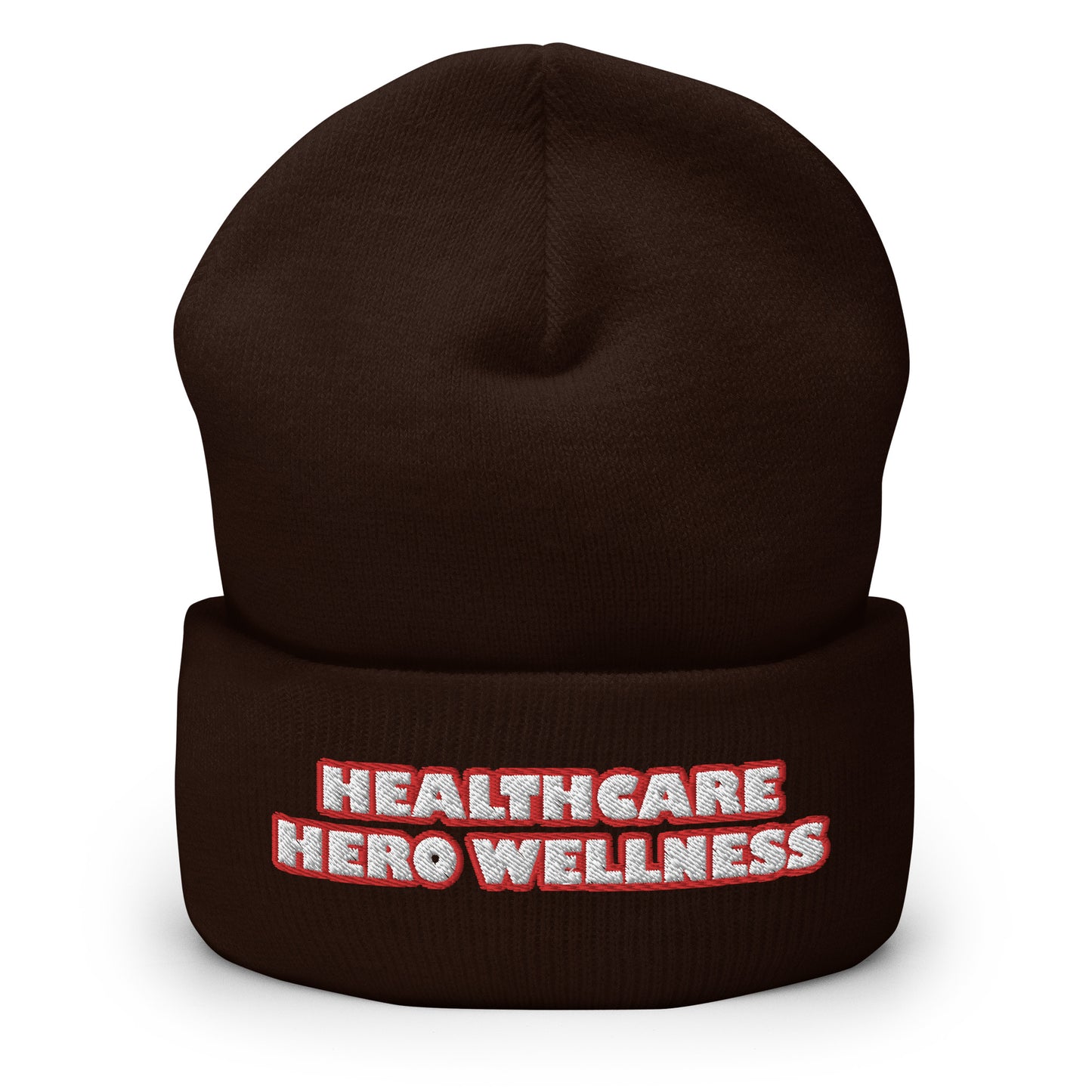 Dauphin Rose Couture cuffed-beanie-brown-front-healthcare