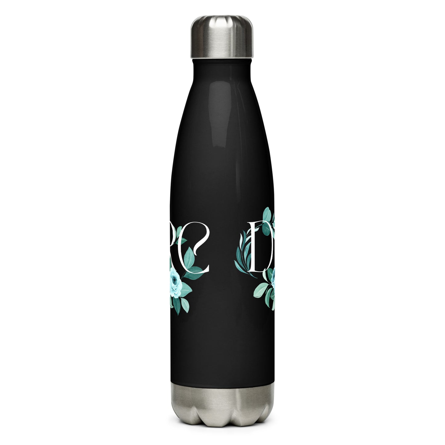 DAUPHIN_ROSE_COUTURE-stainless-steel-water-bottle-black-17oz-back-florida fitness