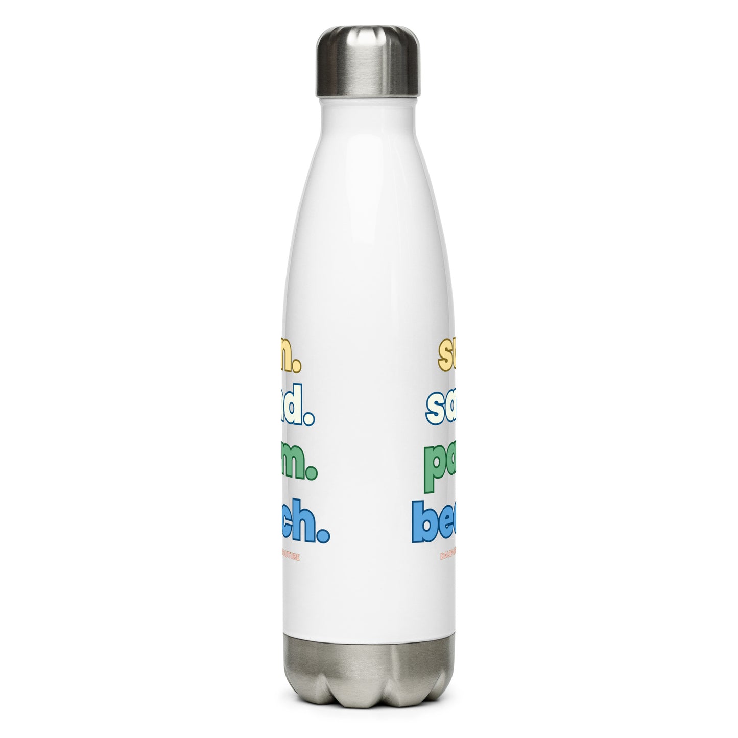 DAUPHIN_ROSE_COUTURE-stainless-steel-water-bottle-white-17oz-back-sun sand palm beach