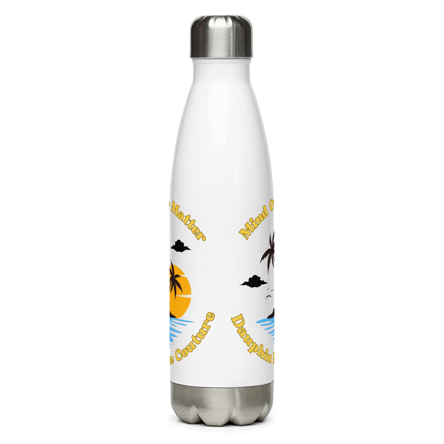 DAUPHIN_ROSE_COUTURE-stainless-steel-water-bottle-white-17oz-front-mind over matter