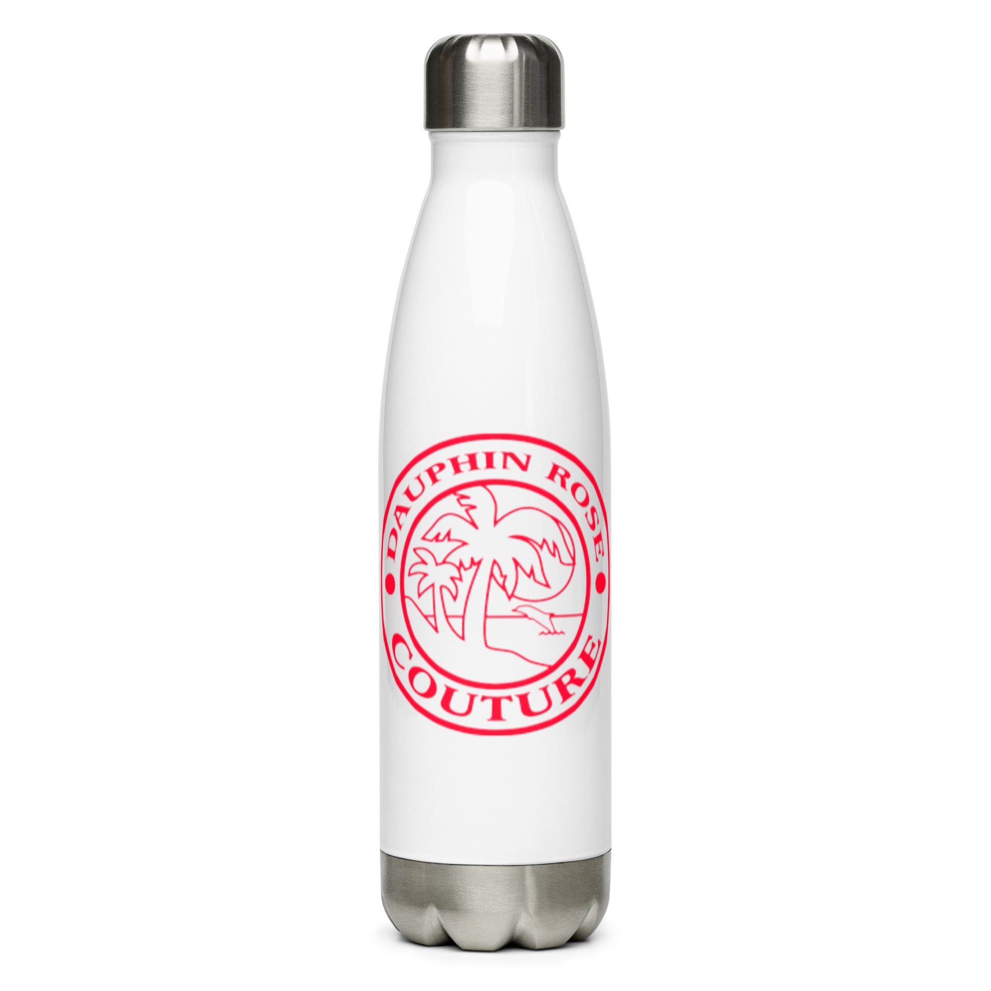 DAUPHIN_ROSE_COUTURE-stainless-steel-water-bottle-white-17oz-left-florida beach hydration