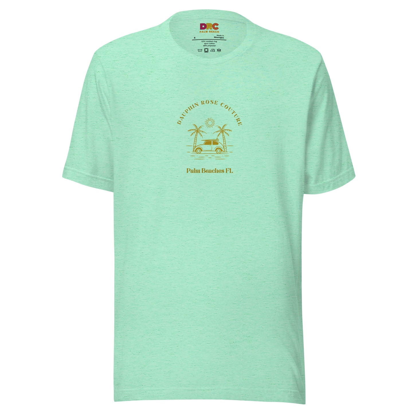 DAUPHIN_ROSE_COUTURE-unisex-staple-t-shirt-heather-mint-front-palm beach holiday