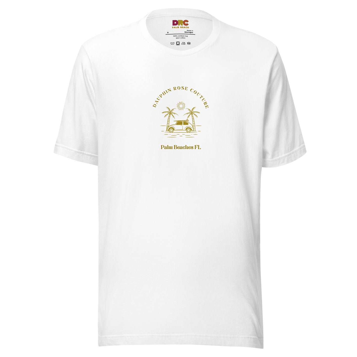 DAUPHIN_ROSE_COUTURE-unisex-staple-t-shirt-white-front-palm beach holiday