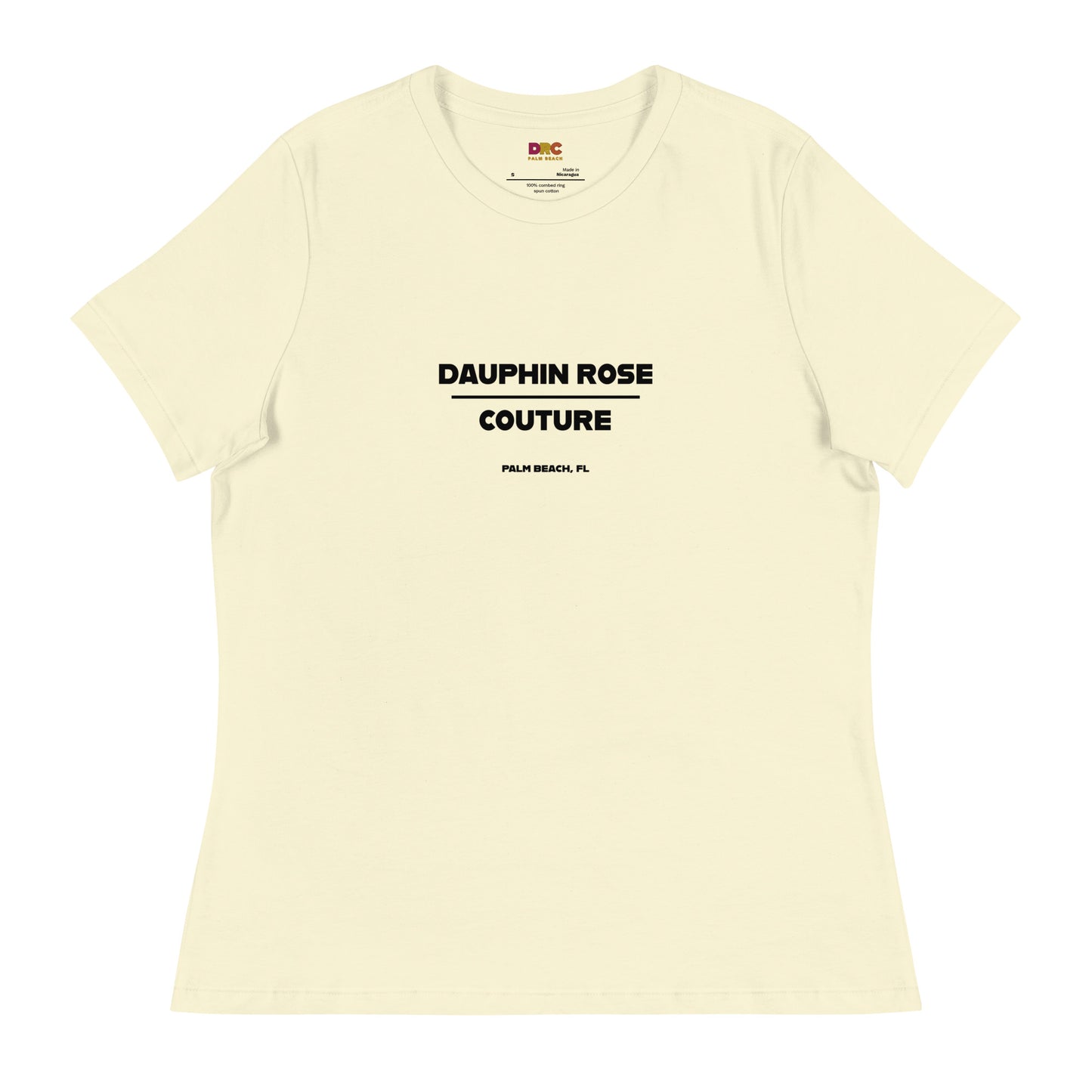 DAUPHIN_ROSE_COUTURE-womens-relaxed-t-shirt-citron-front-florida beach apparel