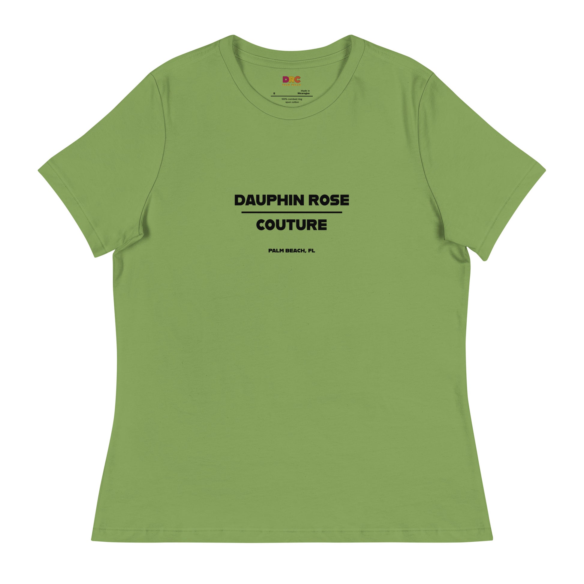 DAUPHIN_ROSE_COUTURE-womens-relaxed-t-shirt-leaf-front-florida beach apparel