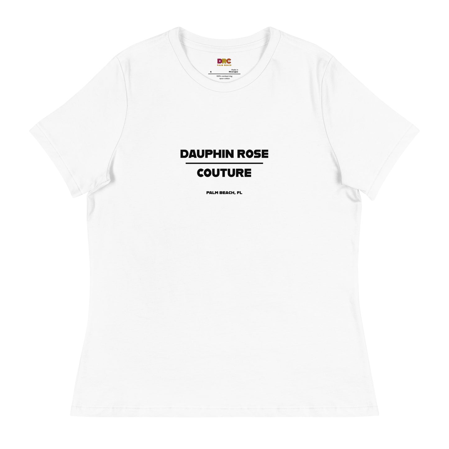 DAUPHIN_ROSE_COUTURE-womens-relaxed-t-shirt-white-front-florida beach apparel