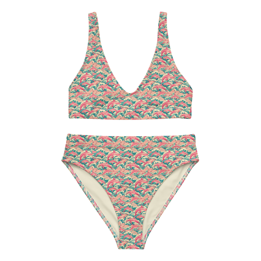 High-Waisted Bikini "FOAMY WAVES No.1"