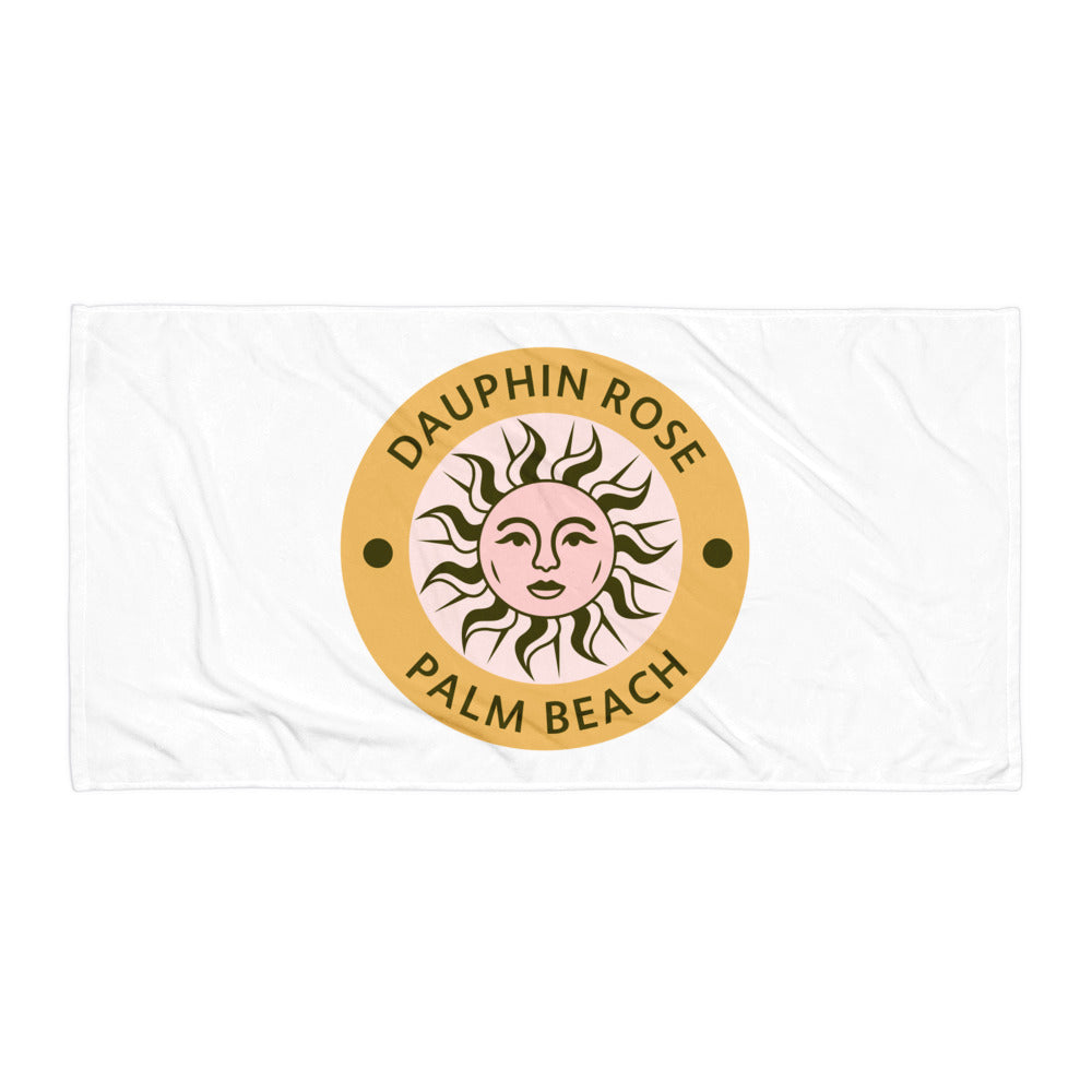 Dauphin Rose Couture-beach-towel-white-30x60-flat-palm beach