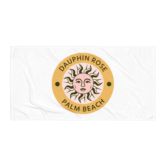 Dauphin Rose Couture-beach-towel-white-30x60-flat-palm beach