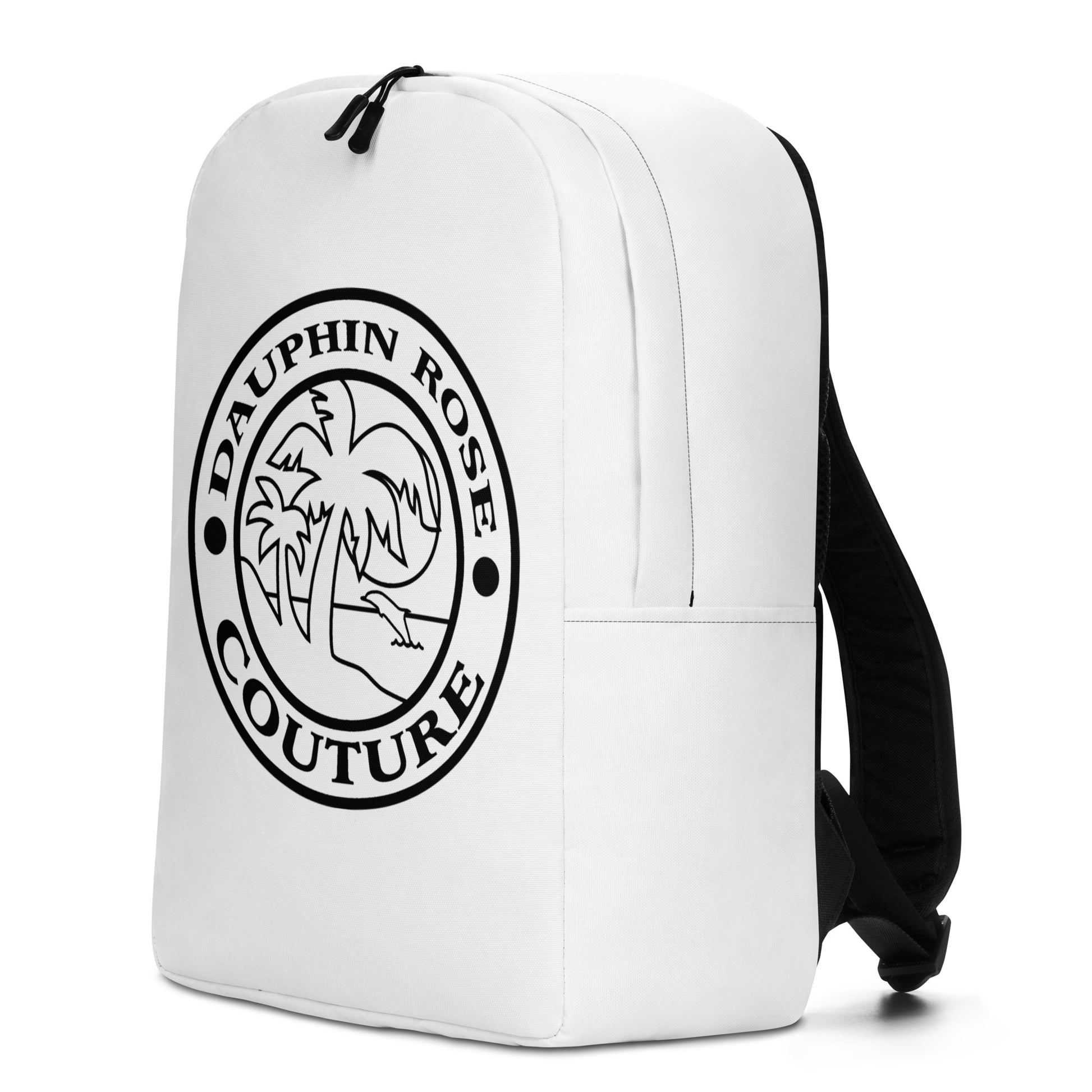 Dauphin Rose Couture-minimalist-backpack-white-left-palm beach essential