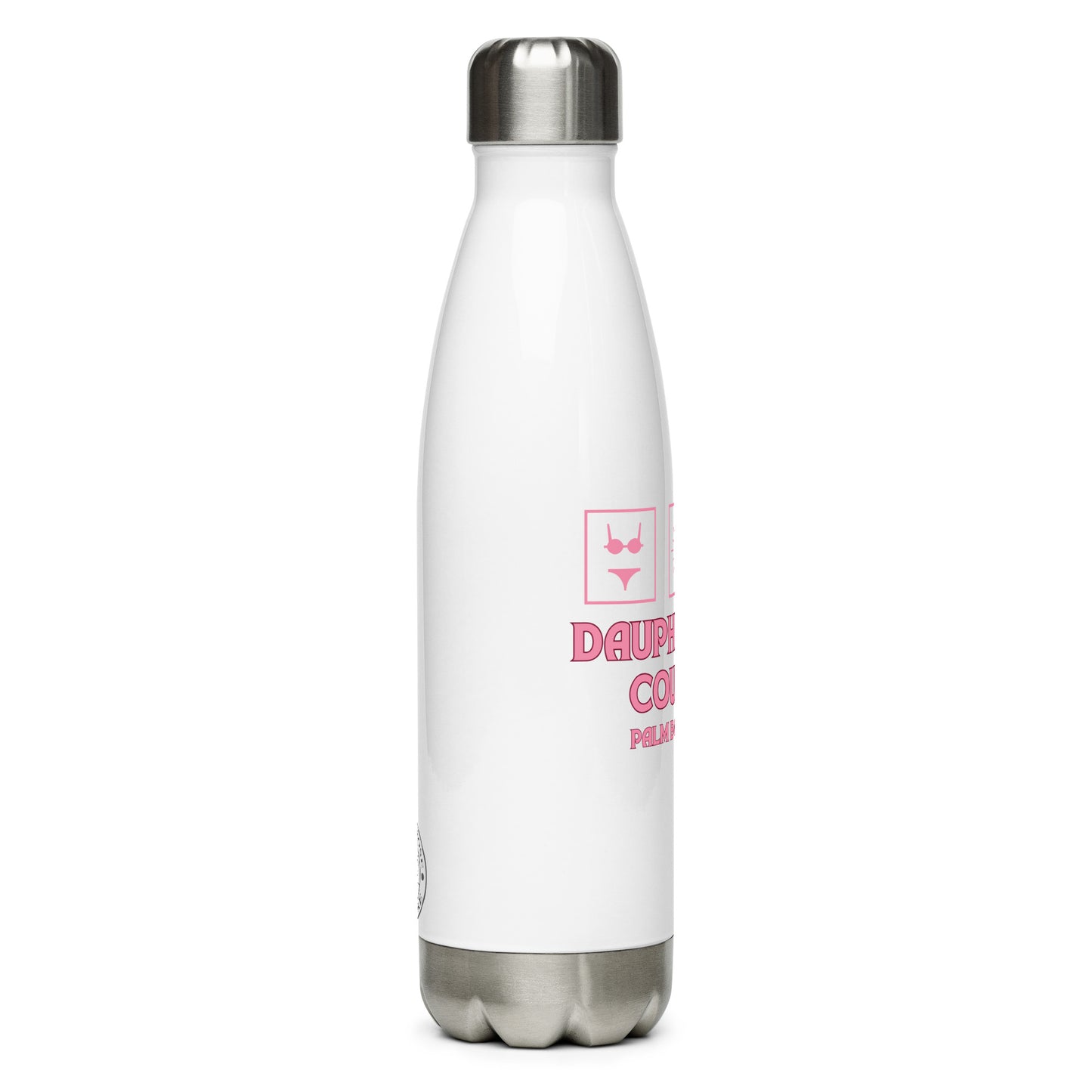 Dauphin Rose Couture-stainless-steel-water-bottle-white-17oz-back-near me