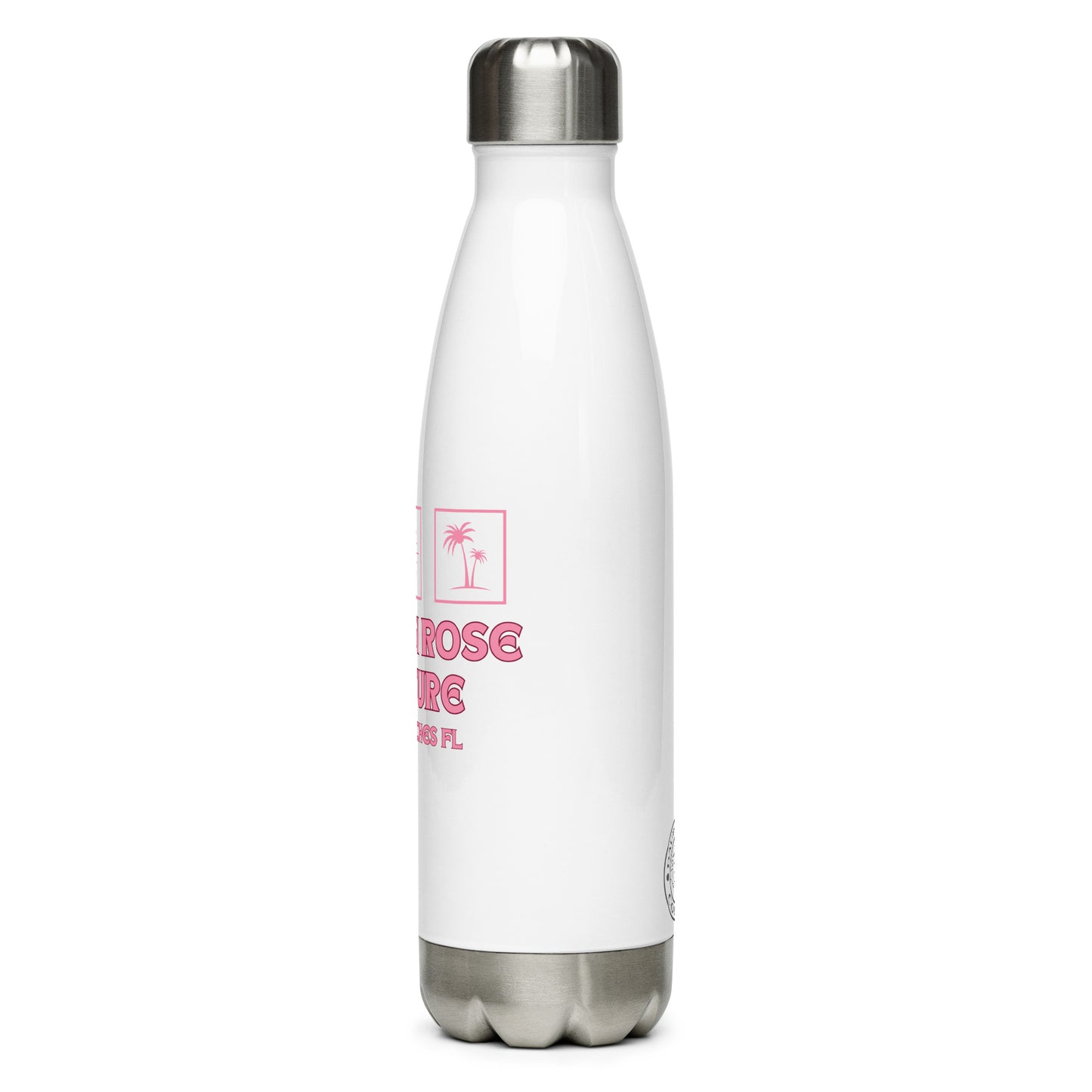 Dauphin Rose Couture-stainless-steel-water-bottle-white-17oz-front-floriday hydration