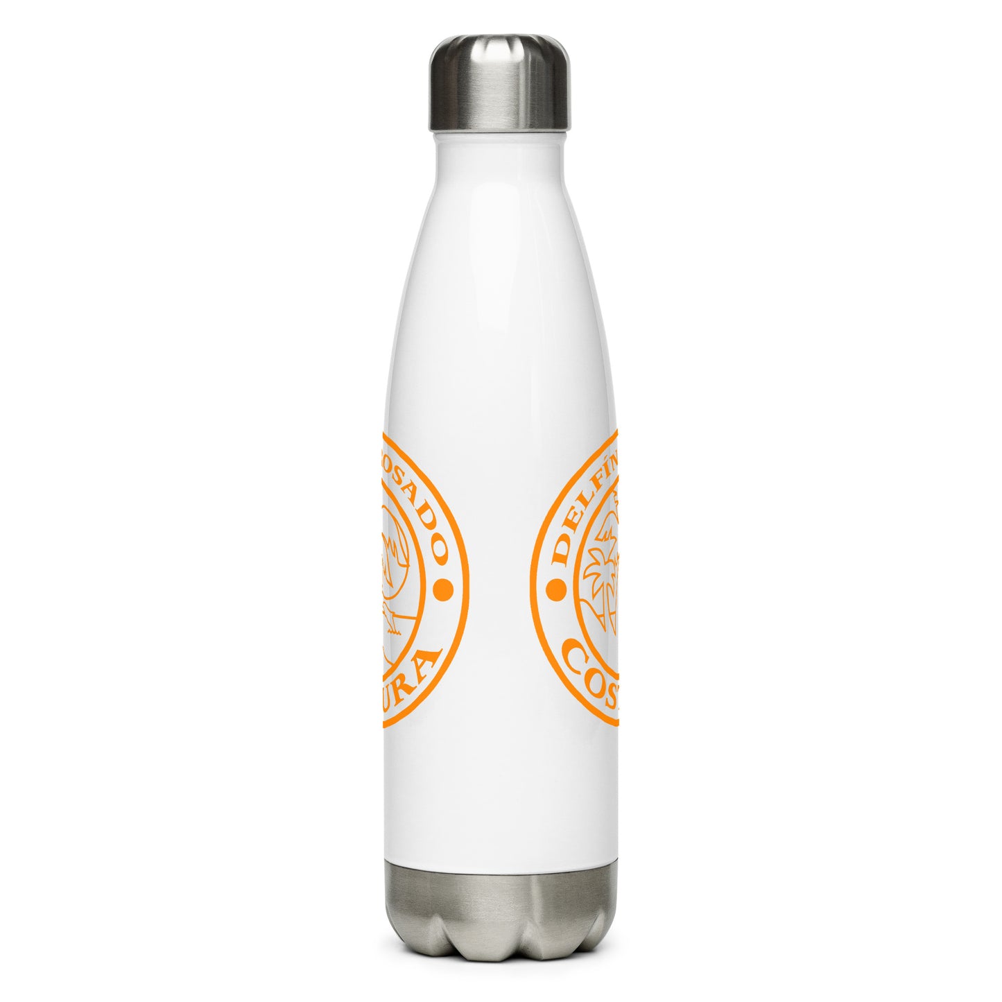 Dauphin Rose Couture-stainless-steel-water-bottle-white-17oz-front-spanish amable