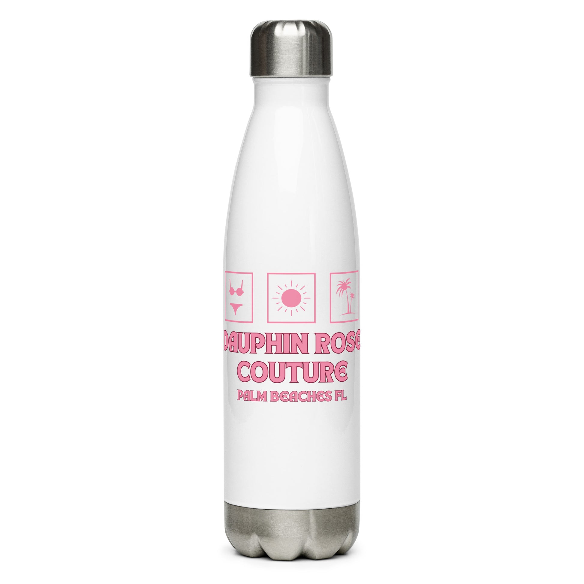 Dauphin Rose Couture-stainless-steel-water-bottle-white-17oz-right-near me