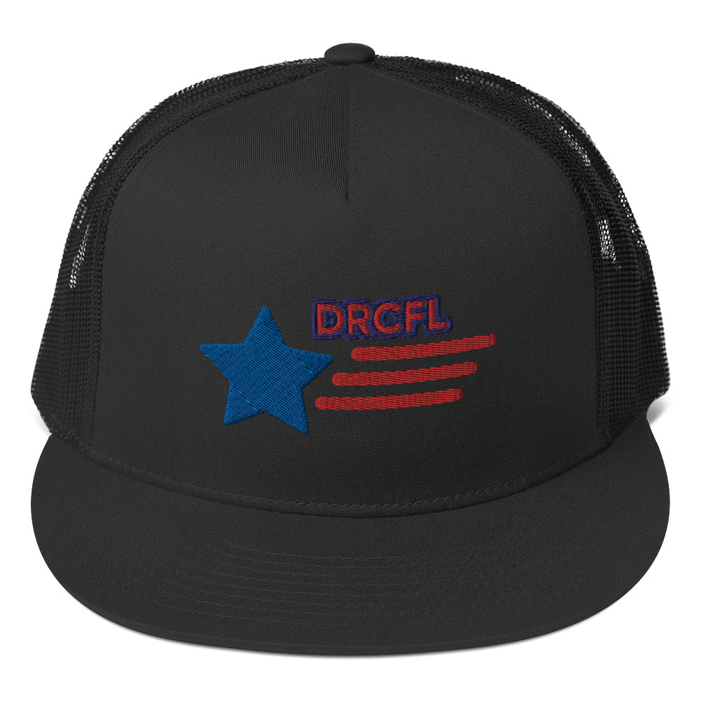 Dauphin_Rose_Couture_5-panel-trucker-cap-black-front-fashion for a cause