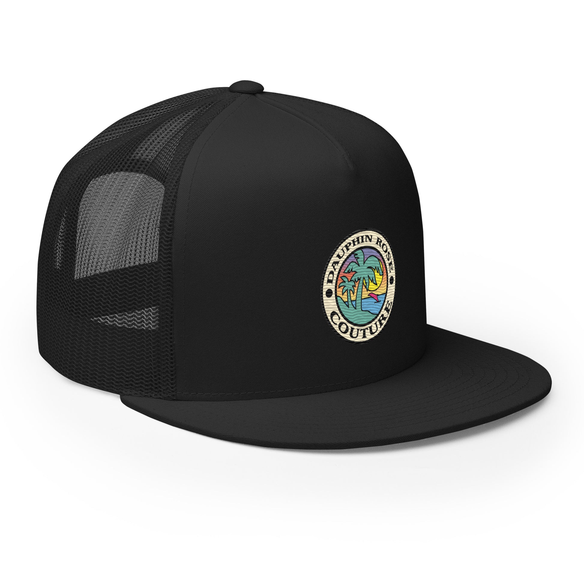 Dauphin_Rose_Couture_5-panel-trucker-cap-black-right-front-original