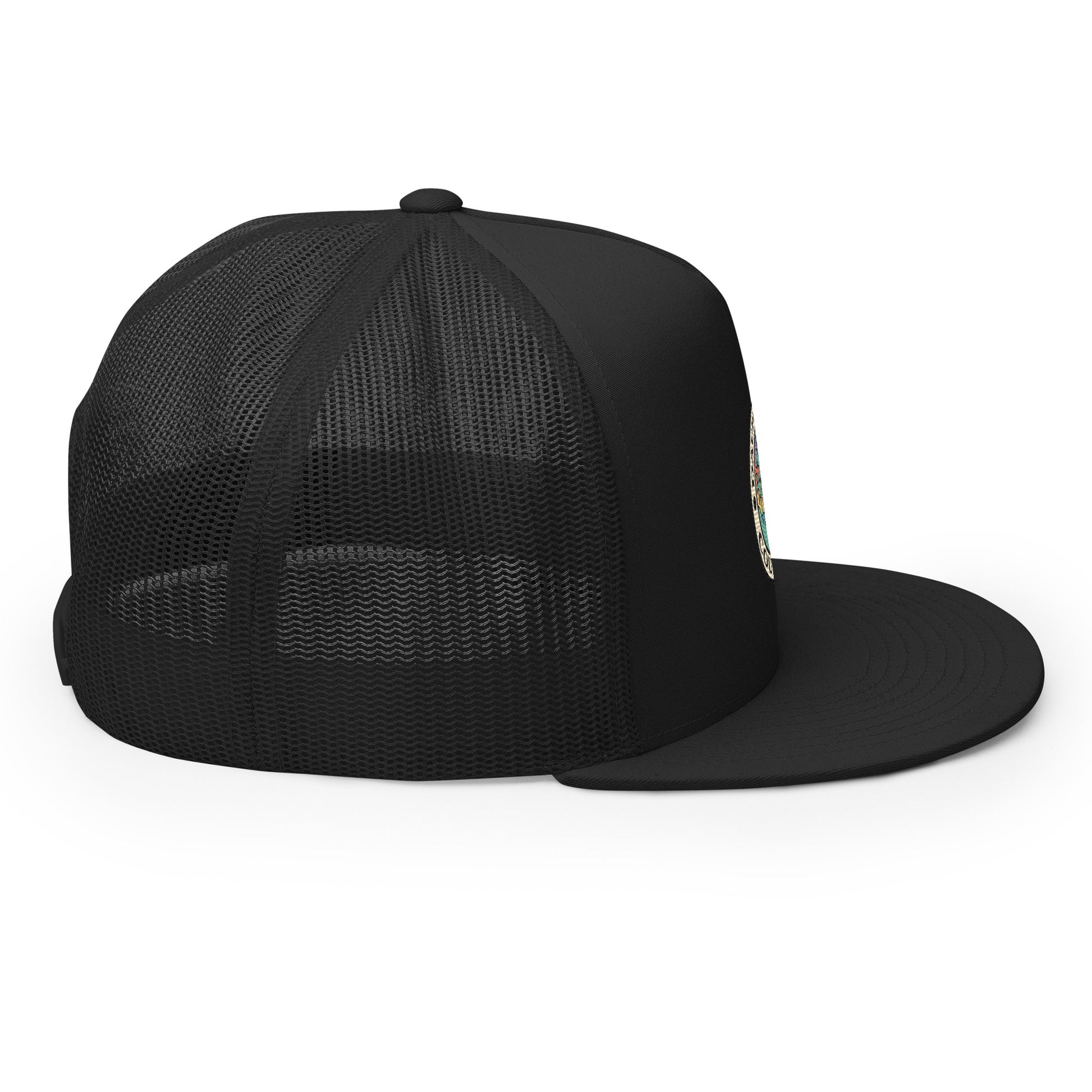 Dauphin_Rose_Couture_5-panel-trucker-cap-black-right-original