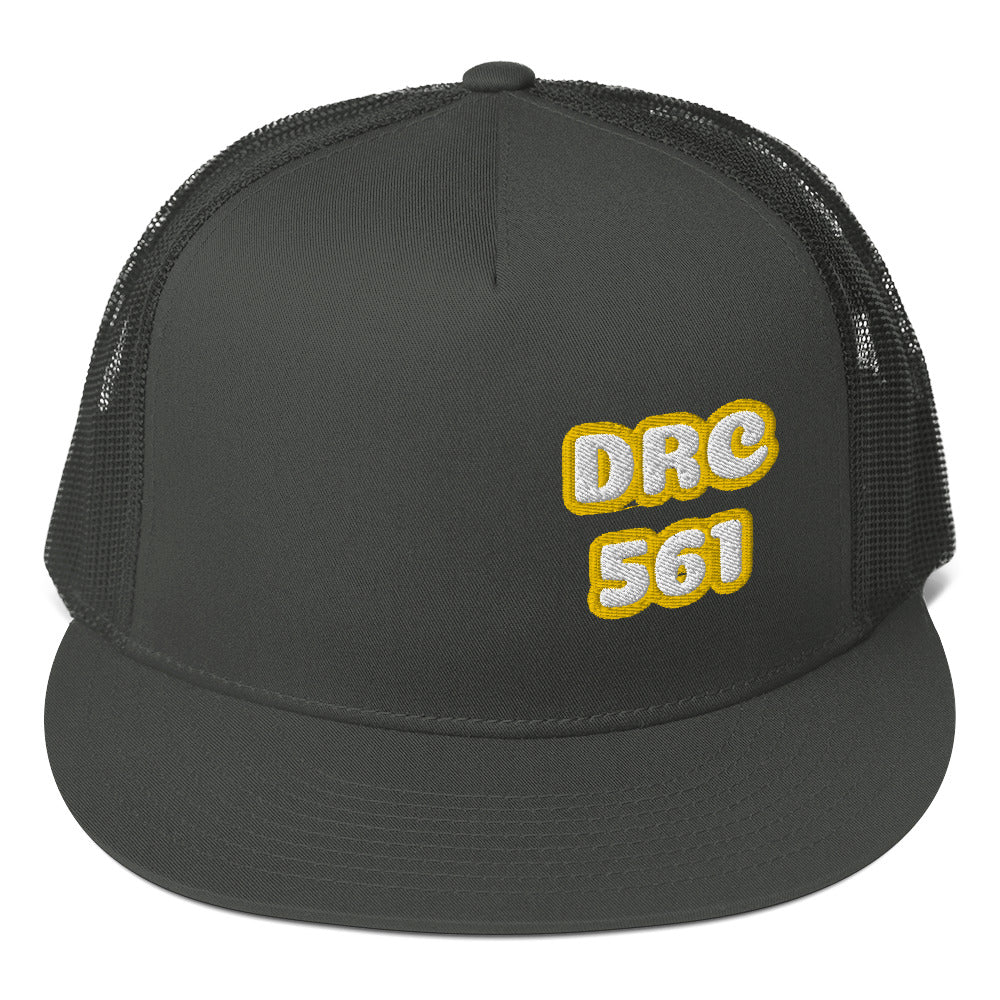 Dauphin_Rose_Couture_5-panel-trucker-cap-charcoal-front-cancer research support