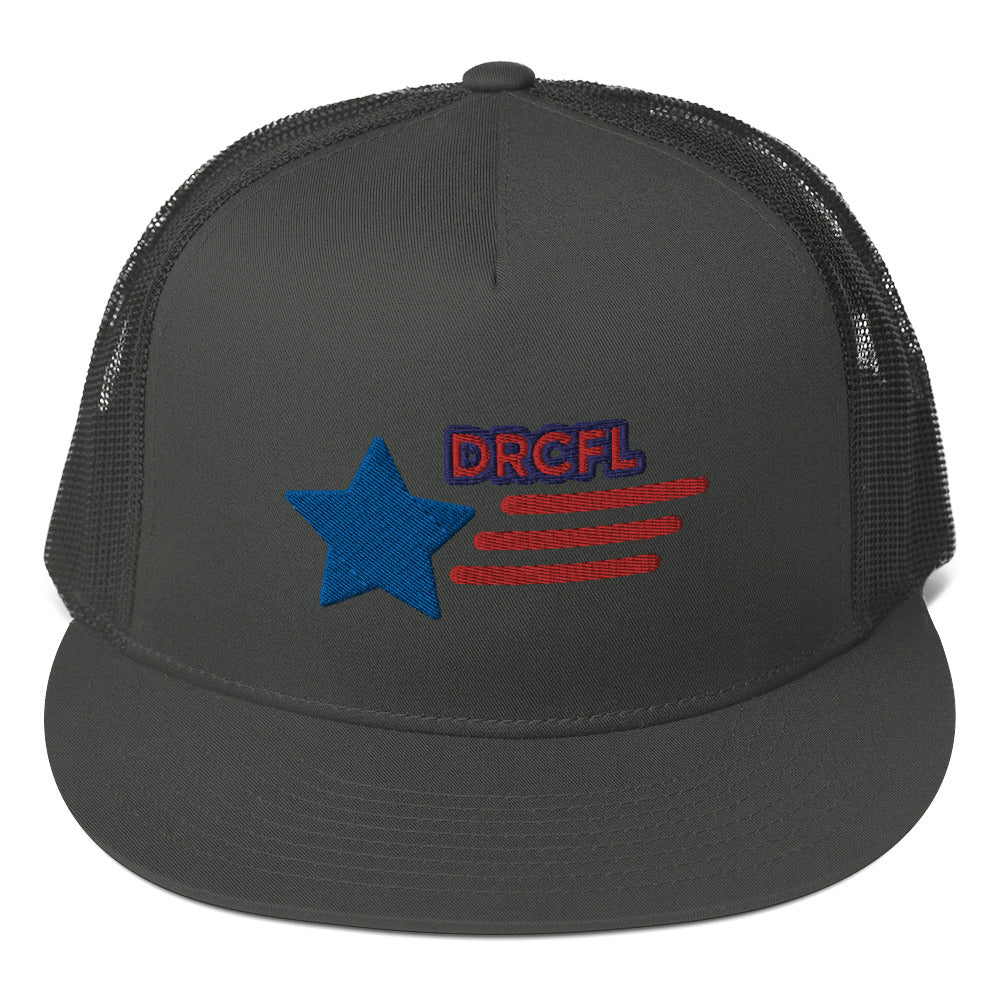Dauphin_Rose_Couture_5-panel-trucker-cap-charcoal-front-fashion for a cause