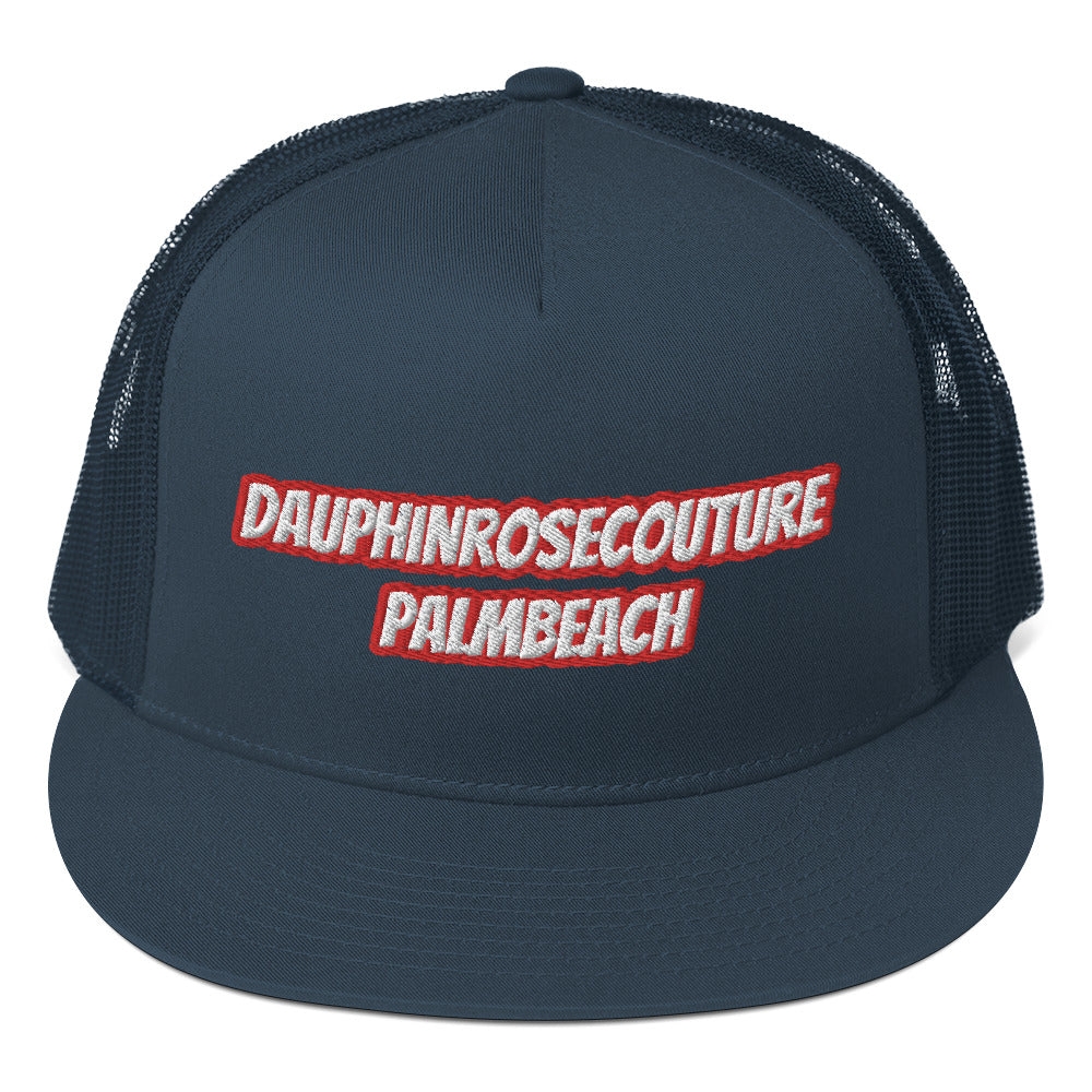 Dauphin_Rose_Couture_5-panel-trucker-cap-navy-front-beachwellness