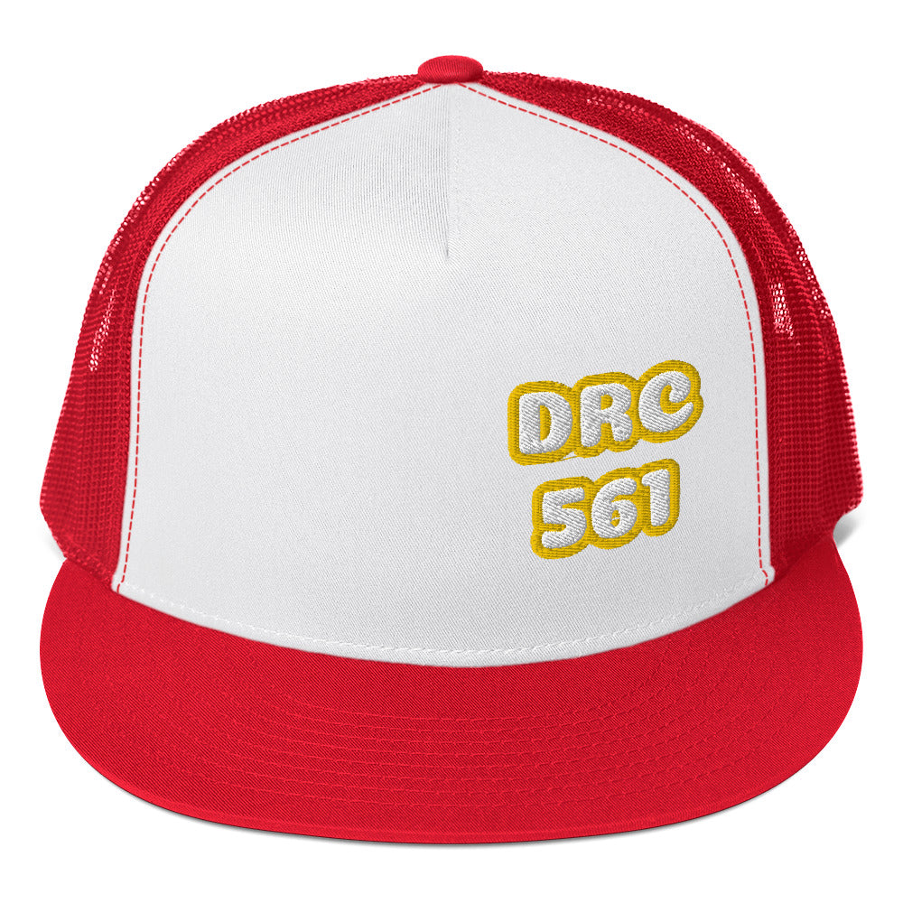 Dauphin_Rose_Couture_5-panel-trucker-cap-red-white-red-front-cancer research support