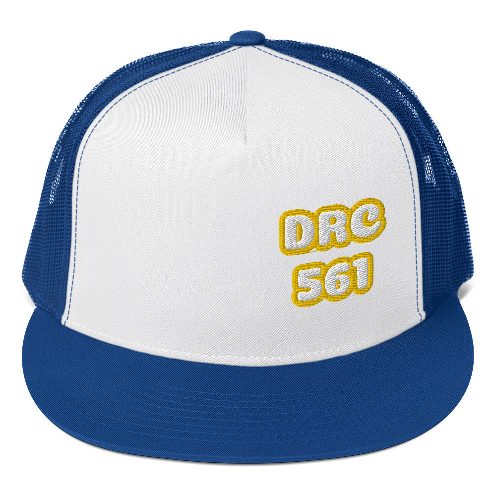 Dauphin_Rose_Couture_5-panel-trucker-cap-royal-white-royal-front-cancer research donation