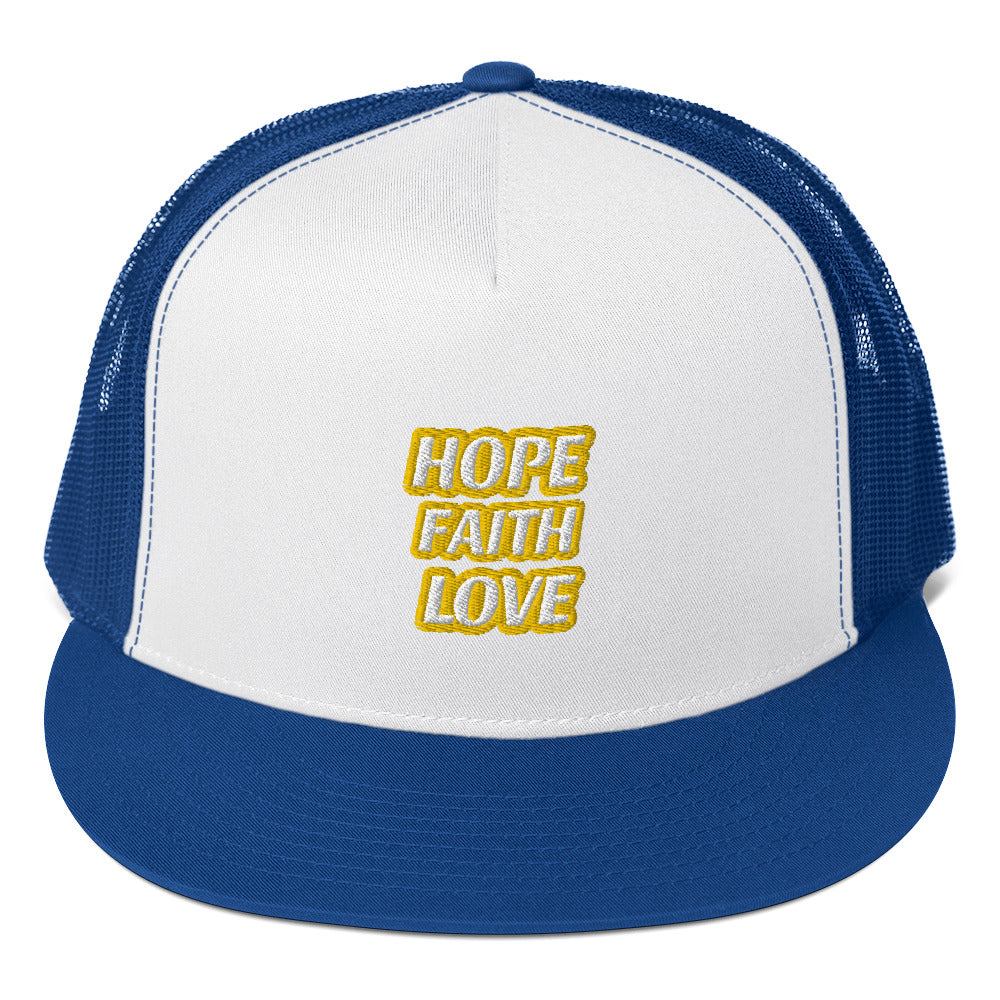 Dauphin_Rose_Couture_5-panel-trucker-cap-royal-white-royal-front-hope faith love