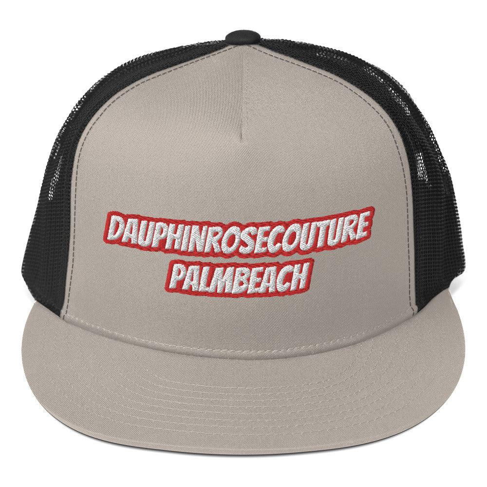 Dauphin_Rose_Couture_5-panel-trucker-cap-silver-black-front-beachwellness