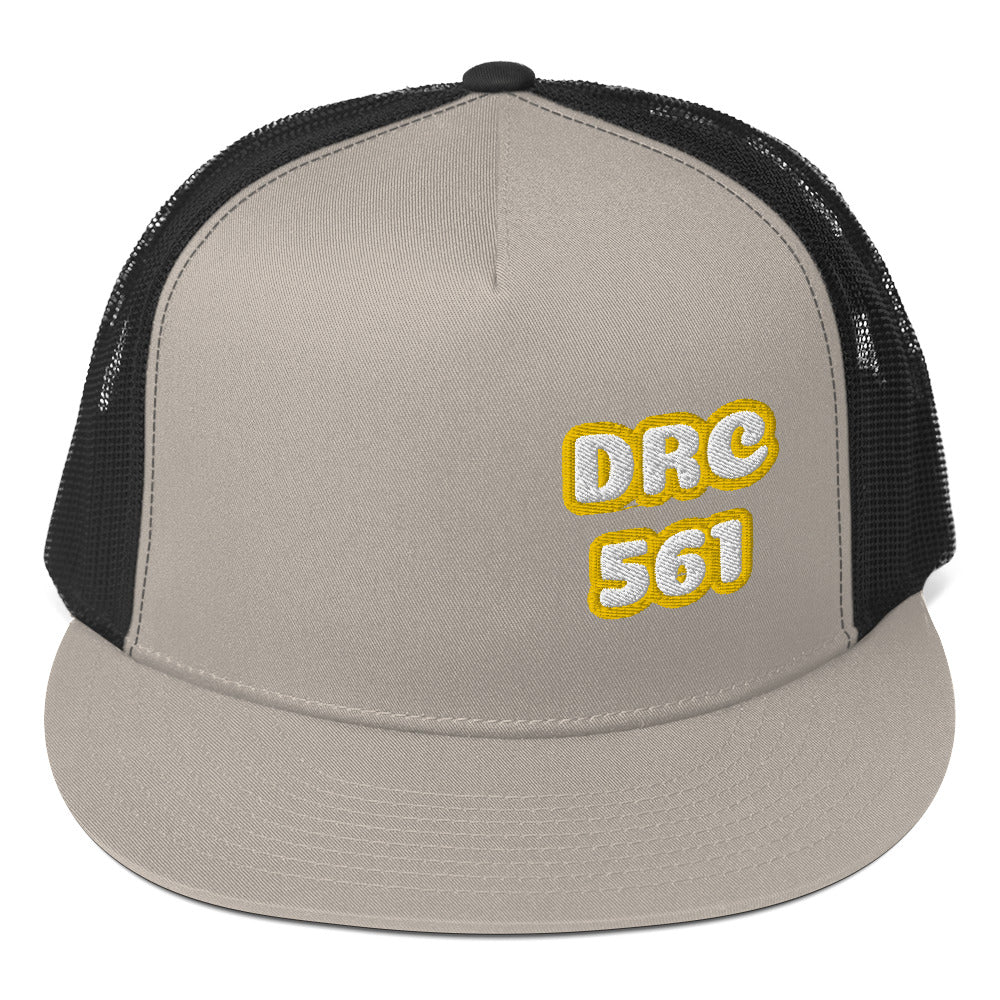 Dauphin_Rose_Couture_5-panel-trucker-cap-silver-black-front-cancer research support