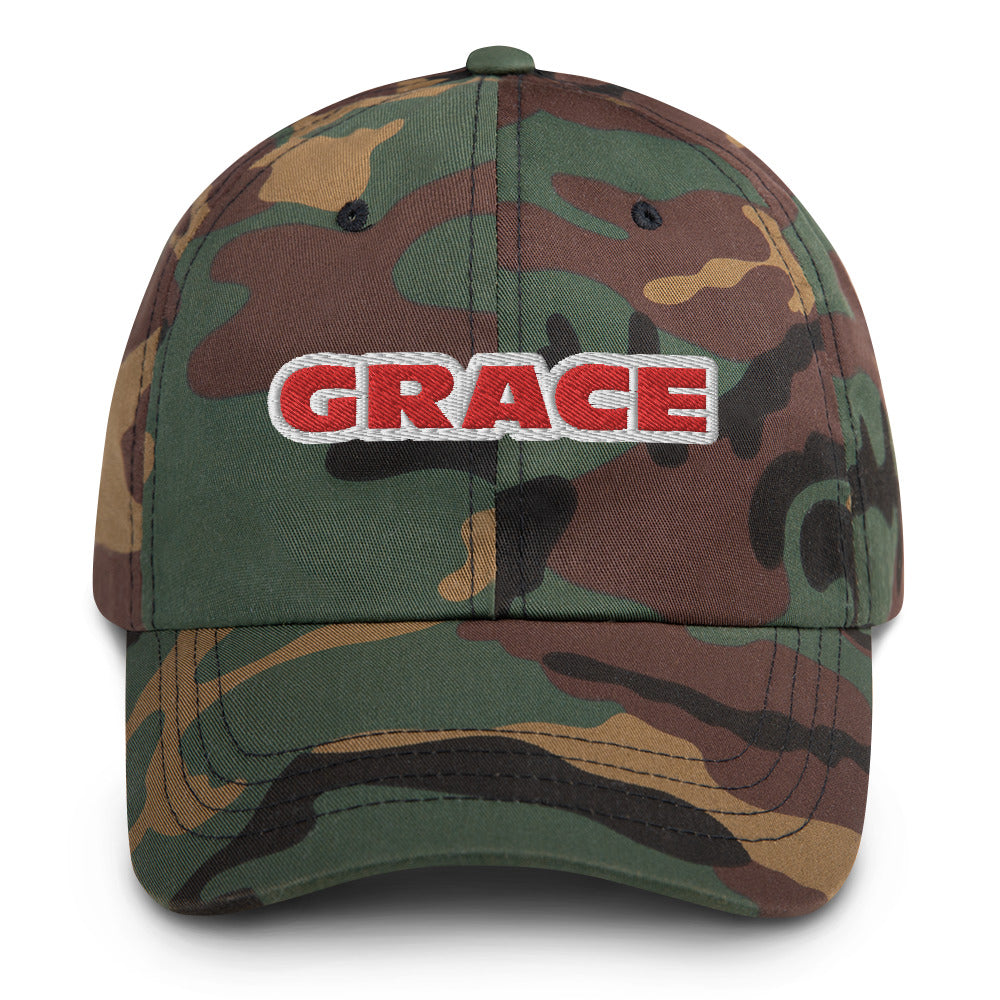 Dauphin_Rose_Couture_classic-dad-hat-green-camo-front-grace