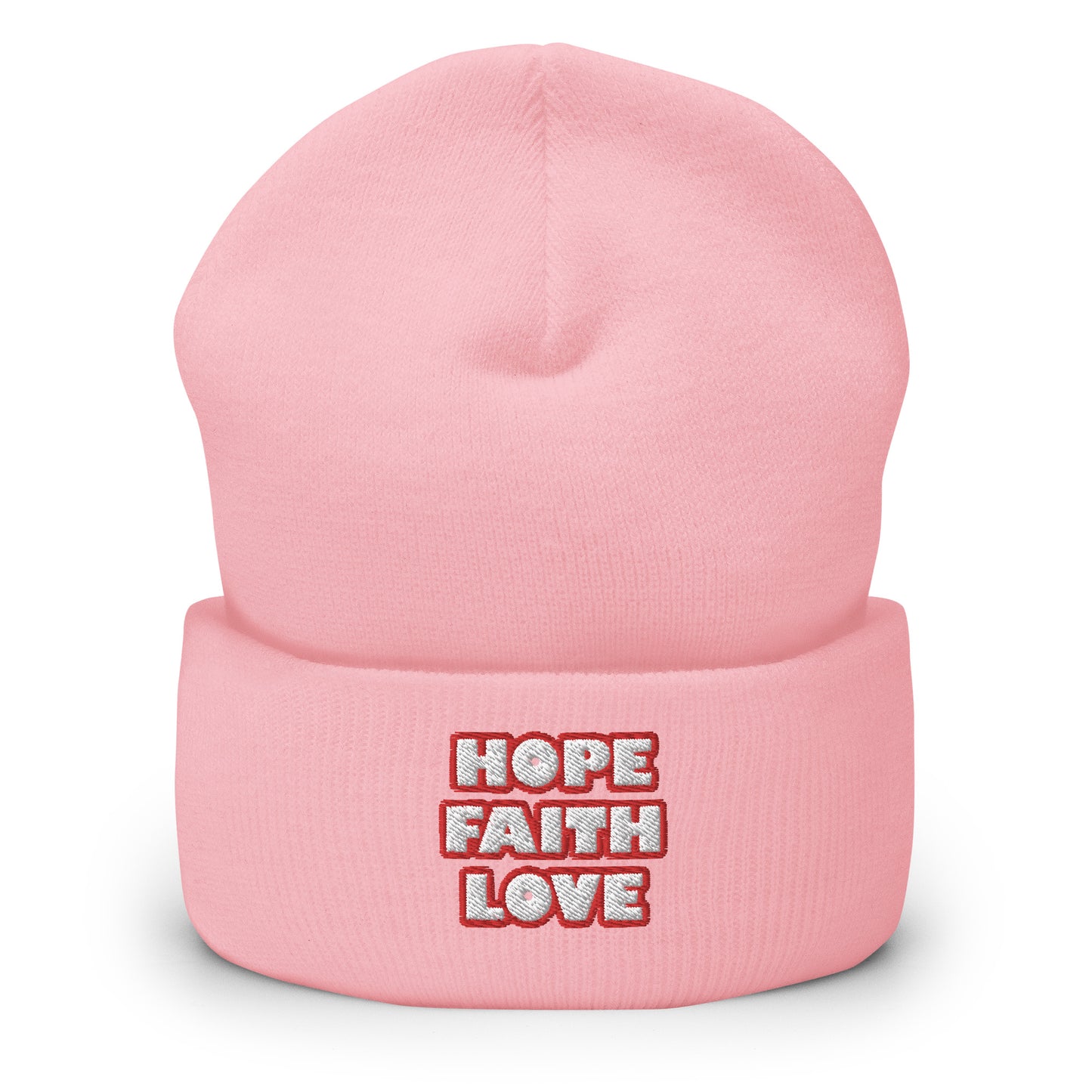 Dauphin Rose Couture cuffed-beanie-baby-pink-front-breast cancer awareness