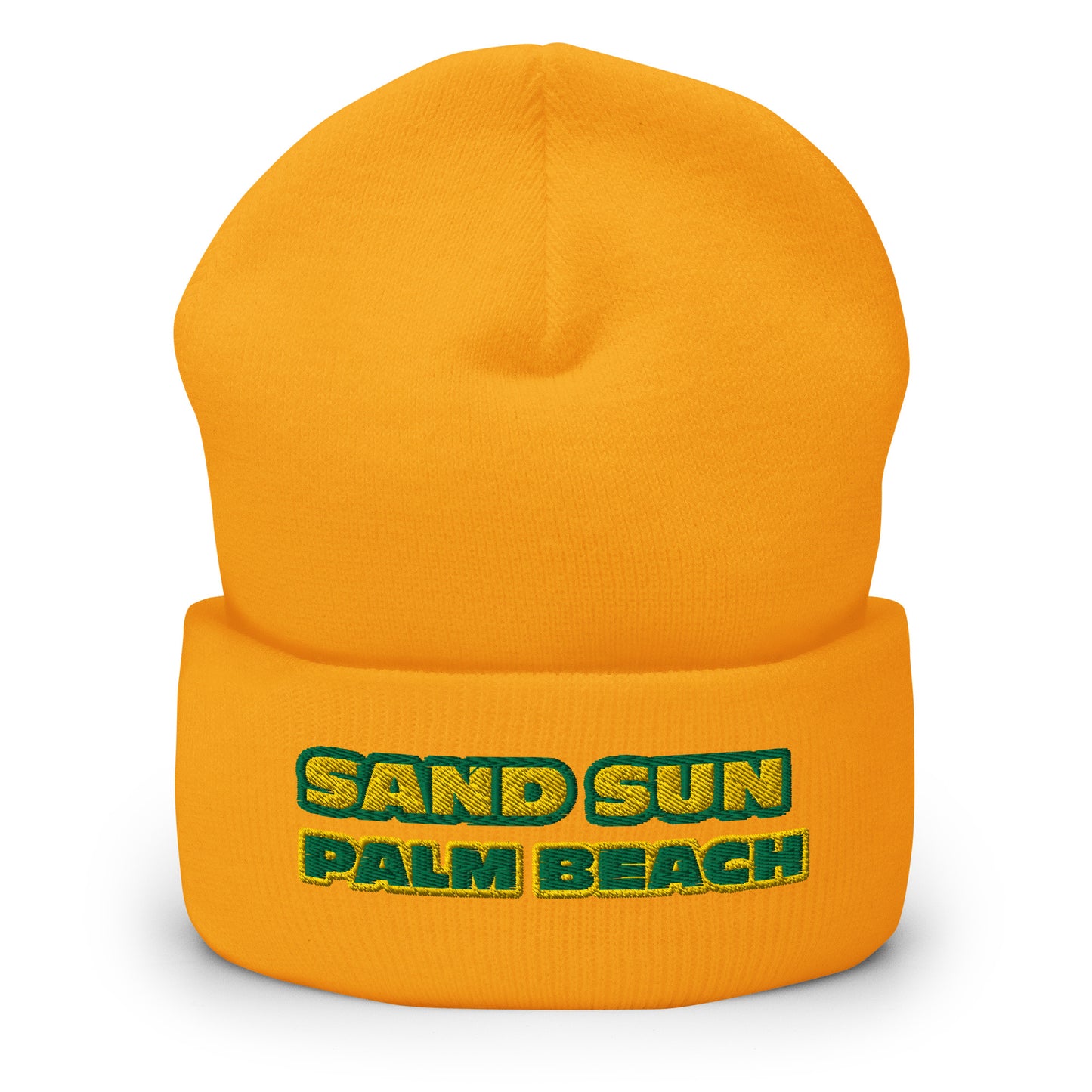 Dauphin_Rose_Couture_cuffed-beanie-gold-front-palm beach