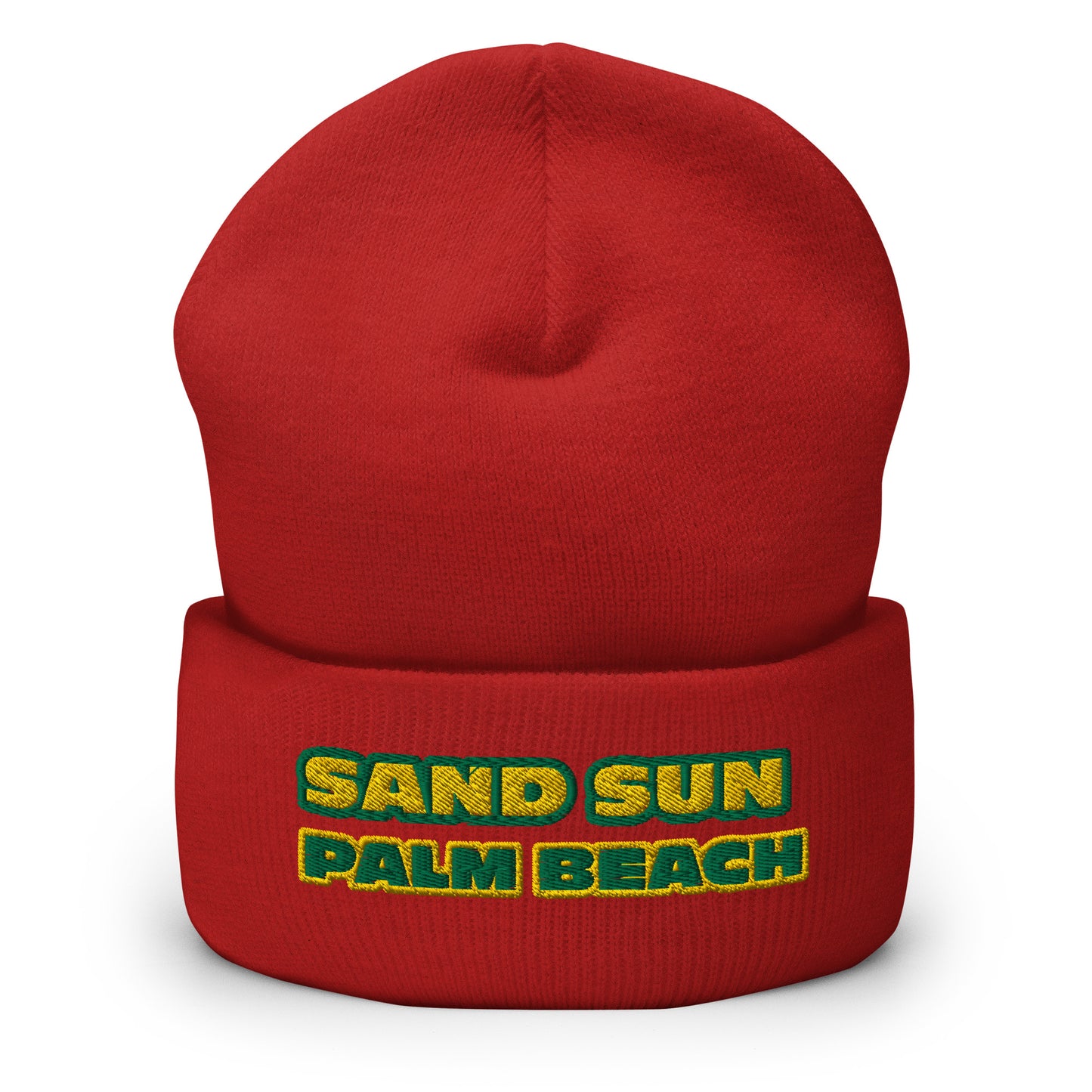 Dauphin_Rose_Couture_cuffed-beanie-red-front-palm beach gift