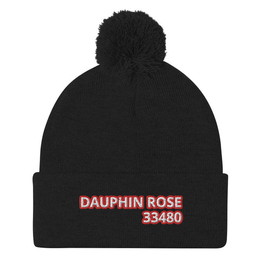 Dauphin_Rose_Couture_pom-pom-knit-cap-black-front-33480 palm beach