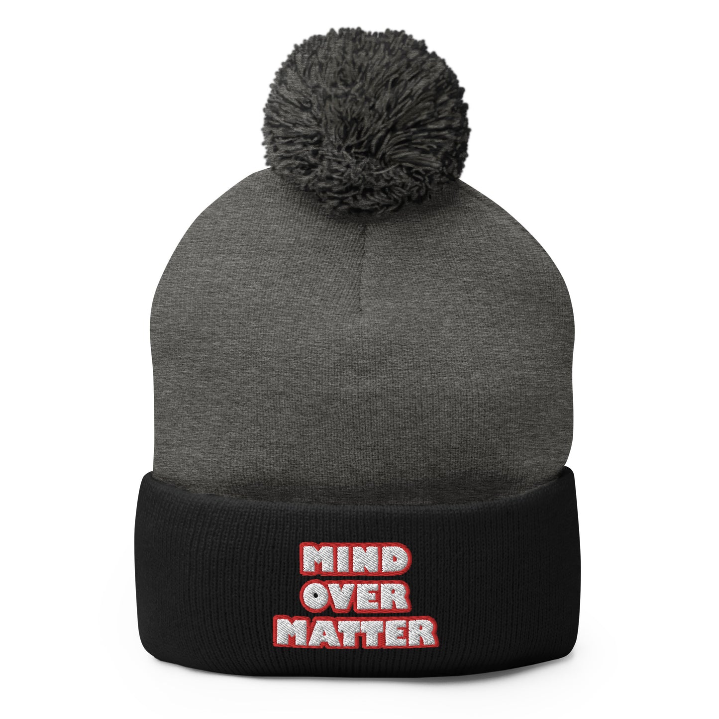 Dauphin_Rose_Couture_pom-pom-knit-cap-dark-heather-grey-black-front-mental wellness matters