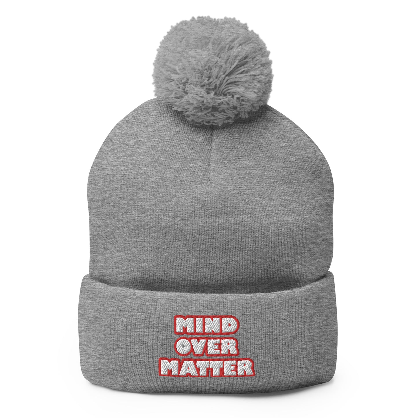 Dauphin_Rose_Couture_pom-pom-knit-cap-heather-grey-front-support mental wellness