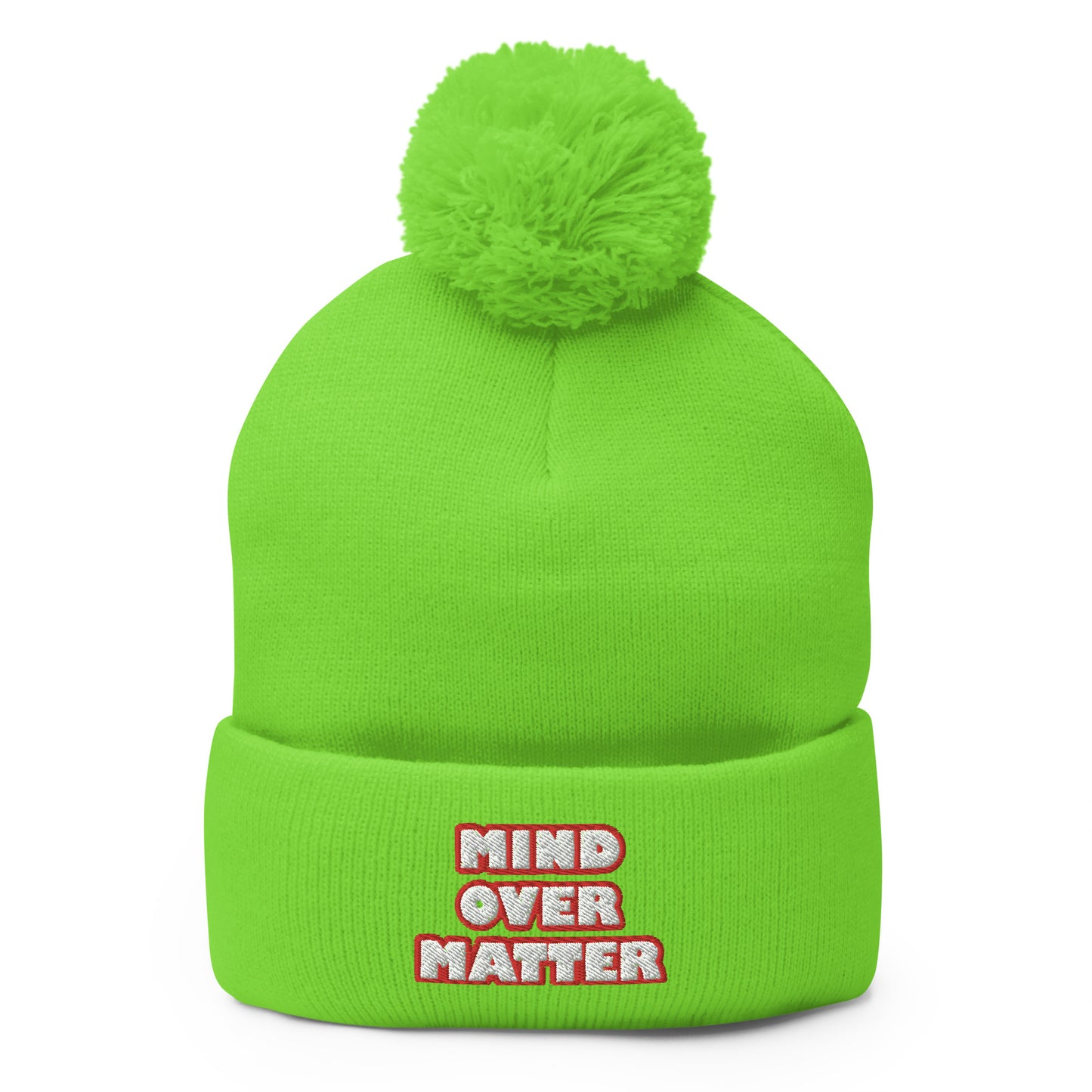 Dauphin_Rose_Couture_pom-pom-knit-cap-neon-green-front-mental wellness matters