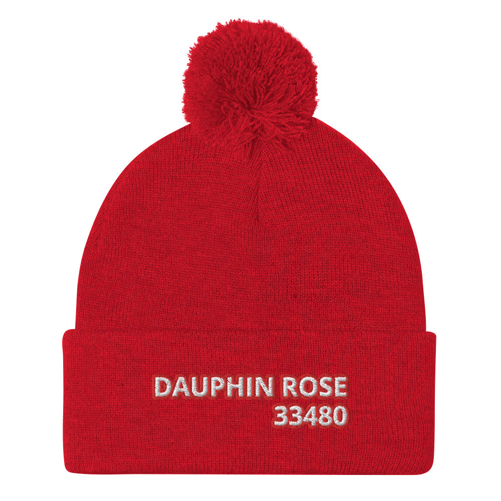 Dauphin_Rose_Couture_pom-pom-knit-cap-red-front-33480 palm beach