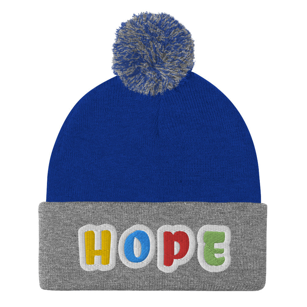 Dauphin_Rose_Couture_pom-pom-knit-cap-royal-heather-grey-front-breast cancer awareness