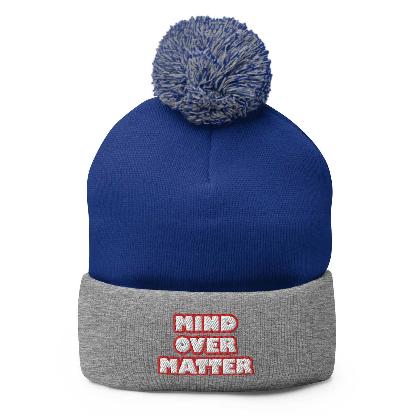 Dauphin_Rose_Couture_pom-pom-knit-cap-royal-heather-grey-front-mental wellness matters