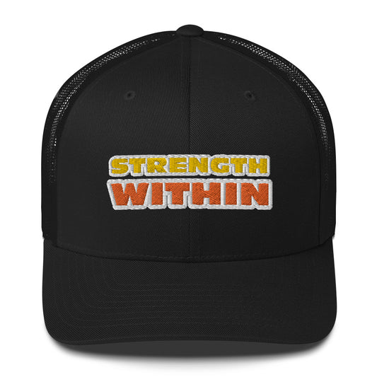 Dauphin_Rose_Couture_retro-trucker-hat-black-front-strength within