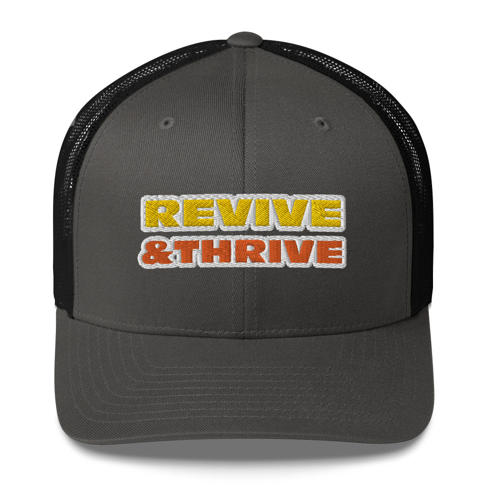 Dauphin_Rose_Couture_retro-trucker-hat-charcoal-black-front-revive and thrive