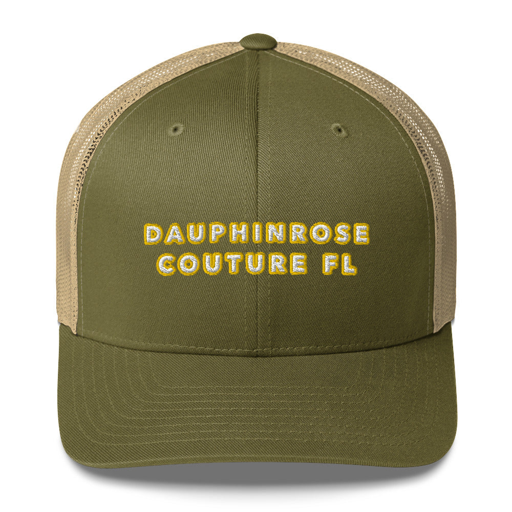 Dauphin_Rose_Couture_retro-trucker-hat-moss-khaki-front-florida vibes