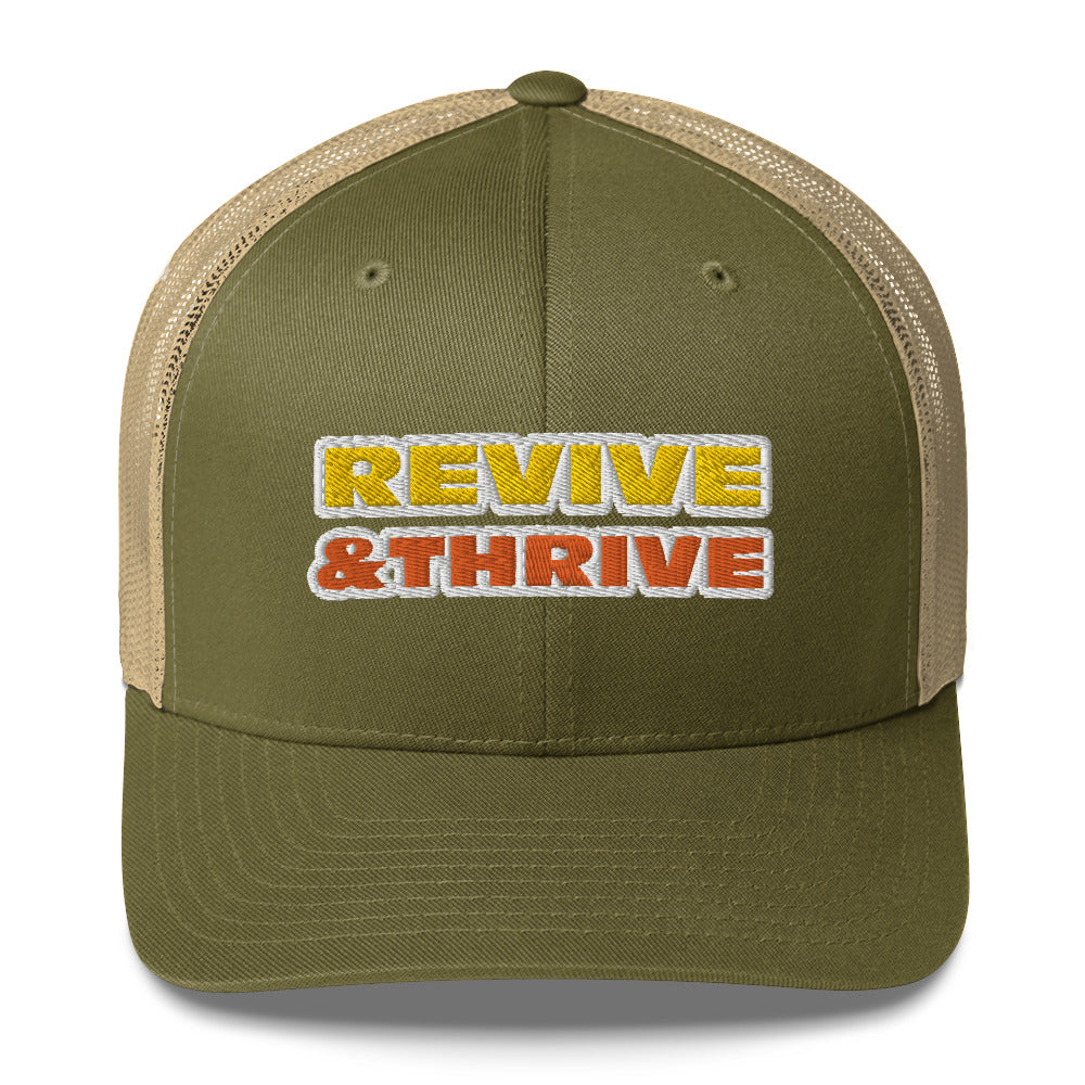 Dauphin_Rose_Couture_retro-trucker-hat-moss-khaki-front-revive and thrive