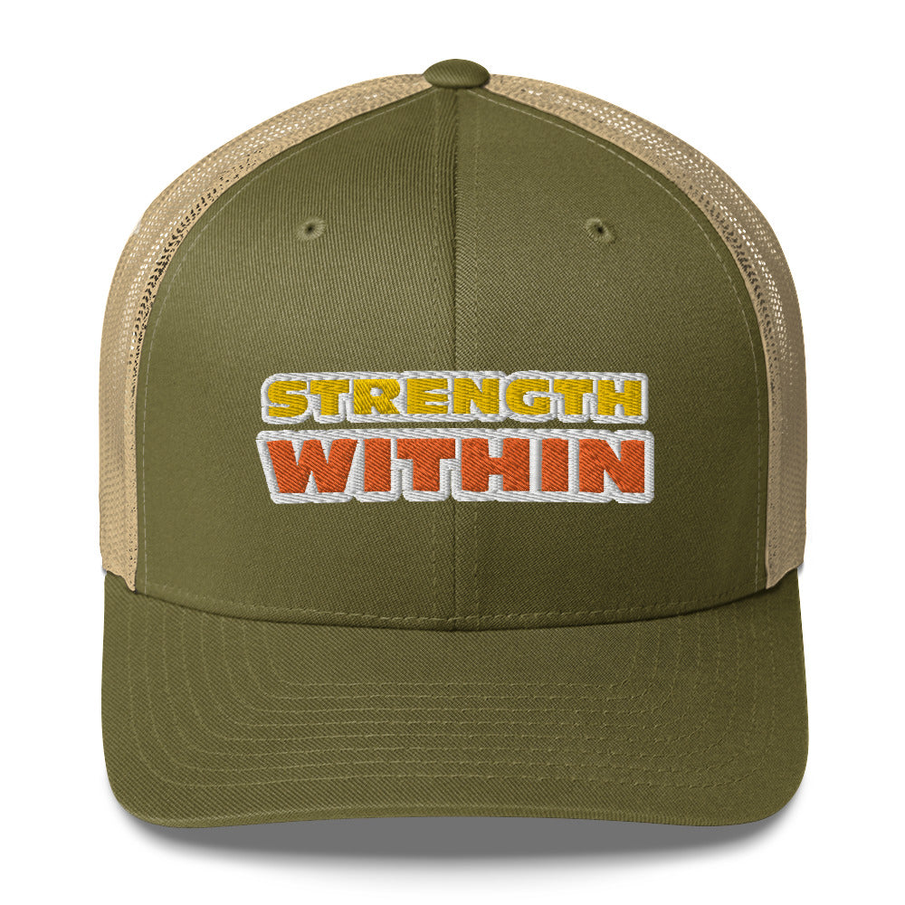 Dauphin_Rose_Couture_retro-trucker-hat-moss-khaki-front-strenght within