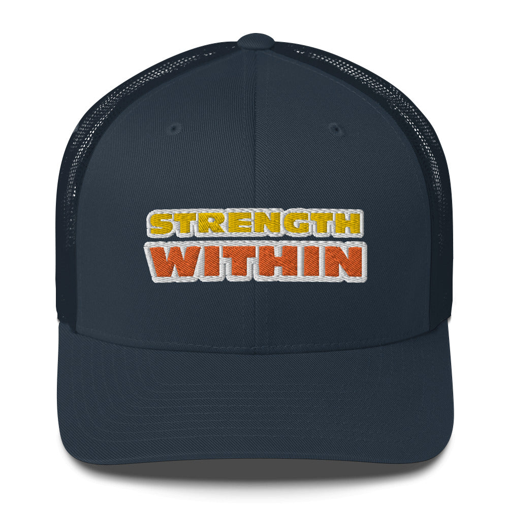 Dauphin_Rose_Couture_retro-trucker-hat-navy-front-strength within