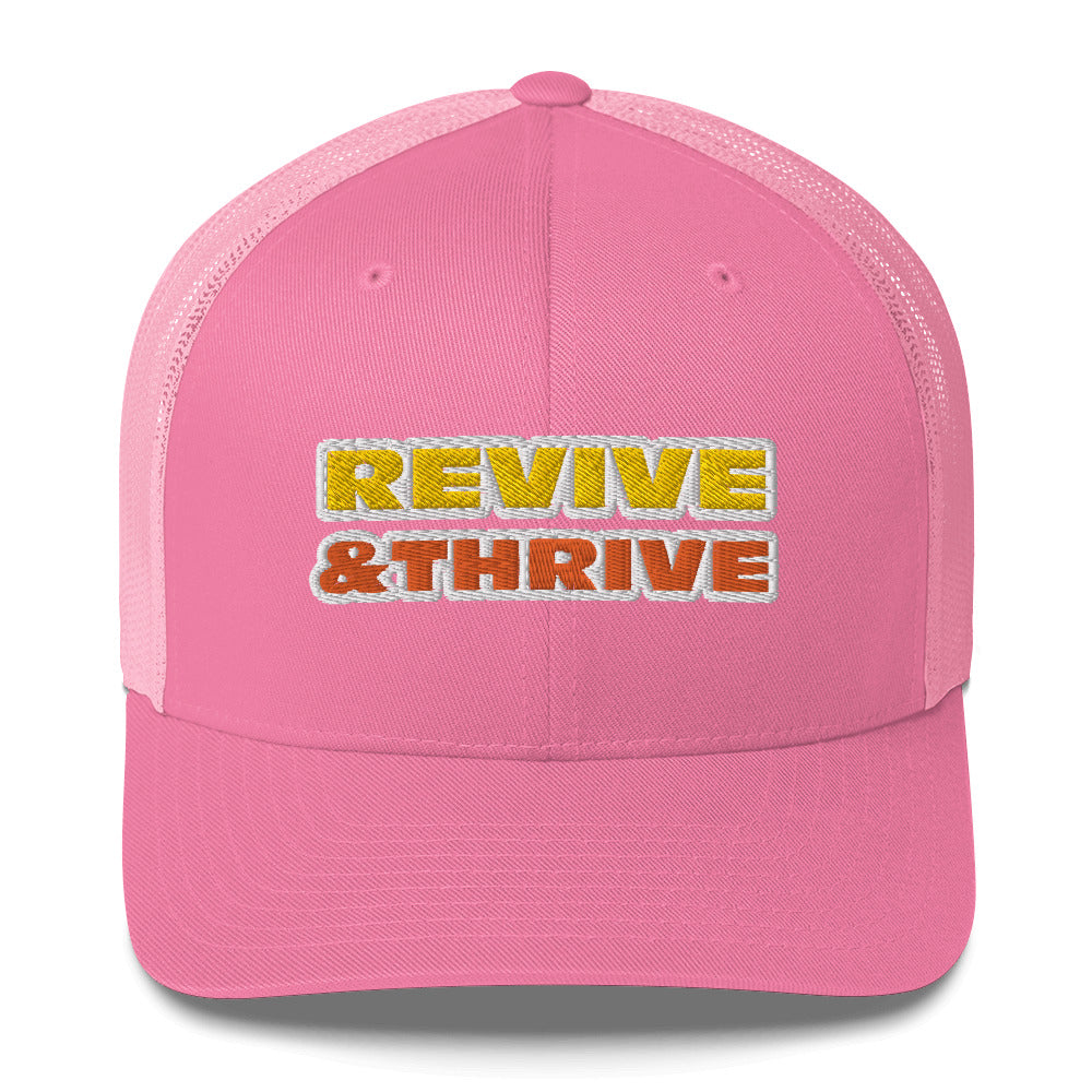 Dauphin_Rose_Couture_retro-trucker-hat-pink-front-revive and thrive