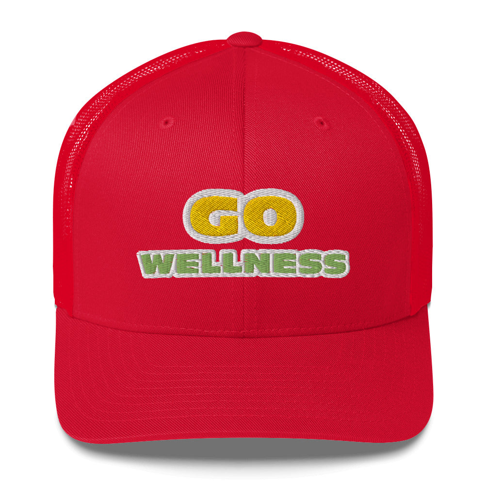 Dauphin_Rose_Couture_retro-trucker-hat-red-front-go wellness