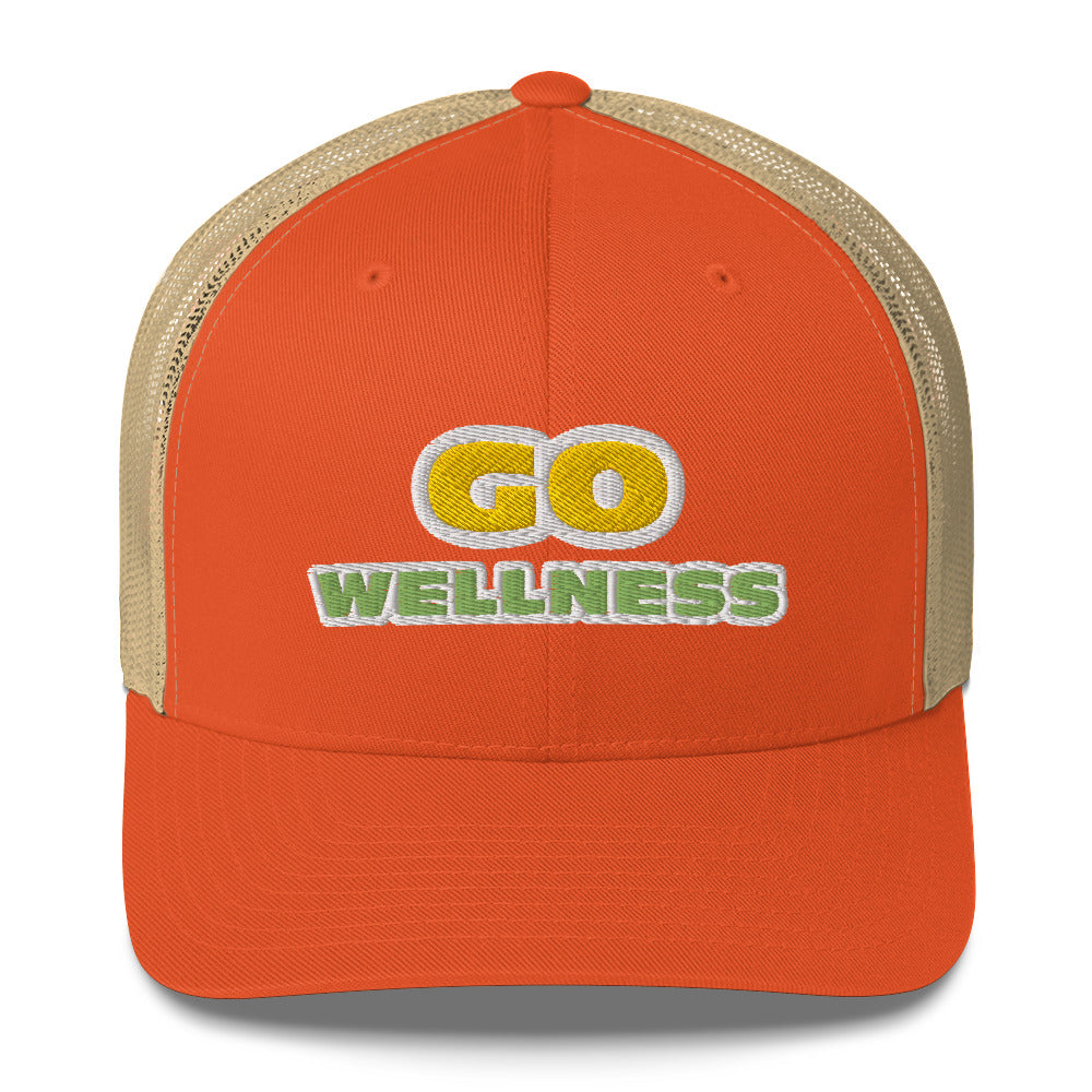 Dauphin_Rose_Couture_retro-trucker-hat-rustic-orange-khaki-front-go wellness