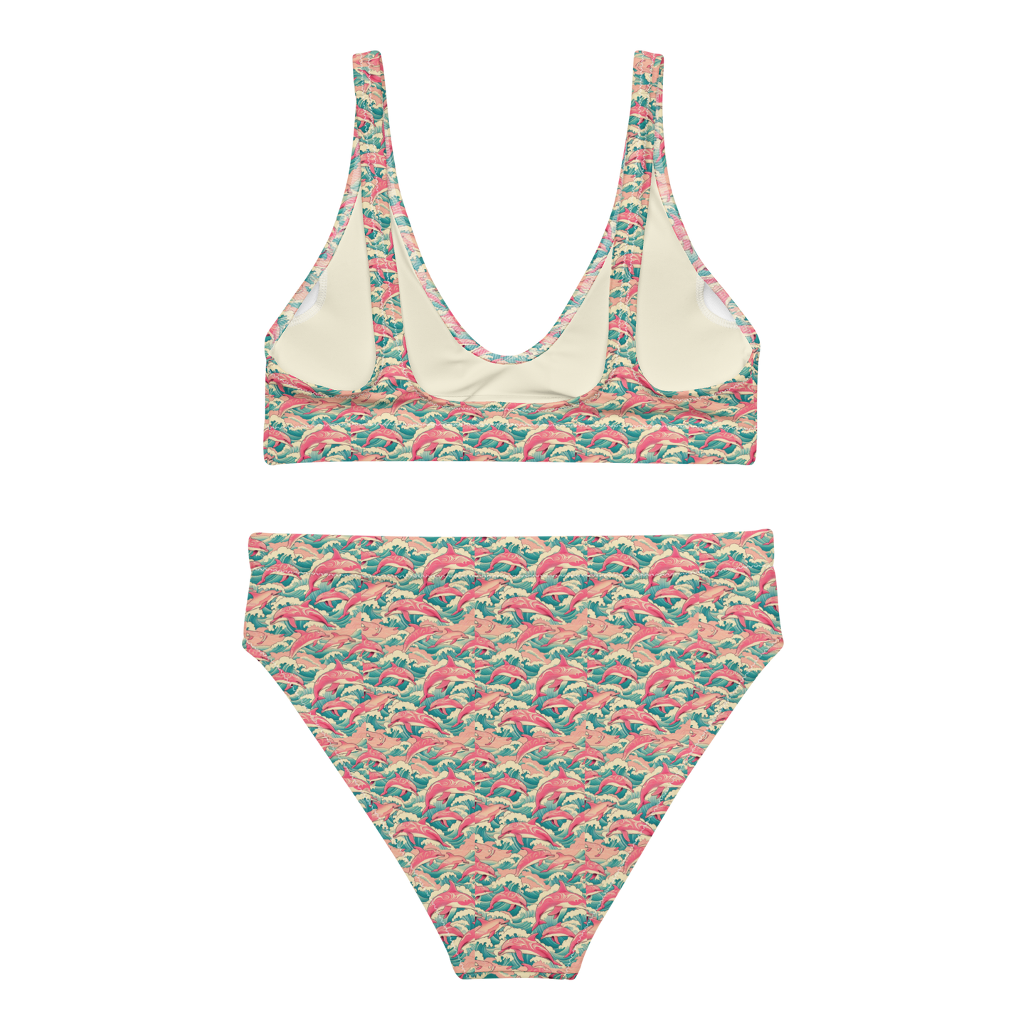 High-Waisted Bikini "FOAMY WAVES No.1"